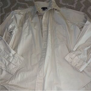 Lands' End Khaki Button-Up Shirt - XL
